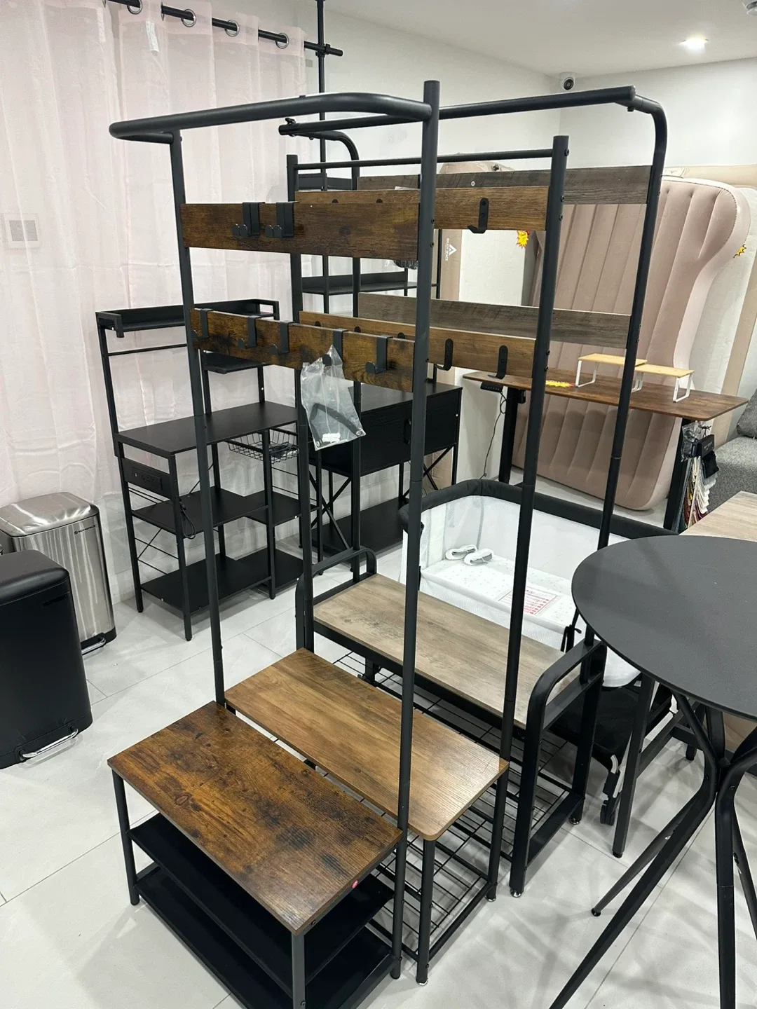 Rustic Brown & Black Metal Garment Rack thumbnail