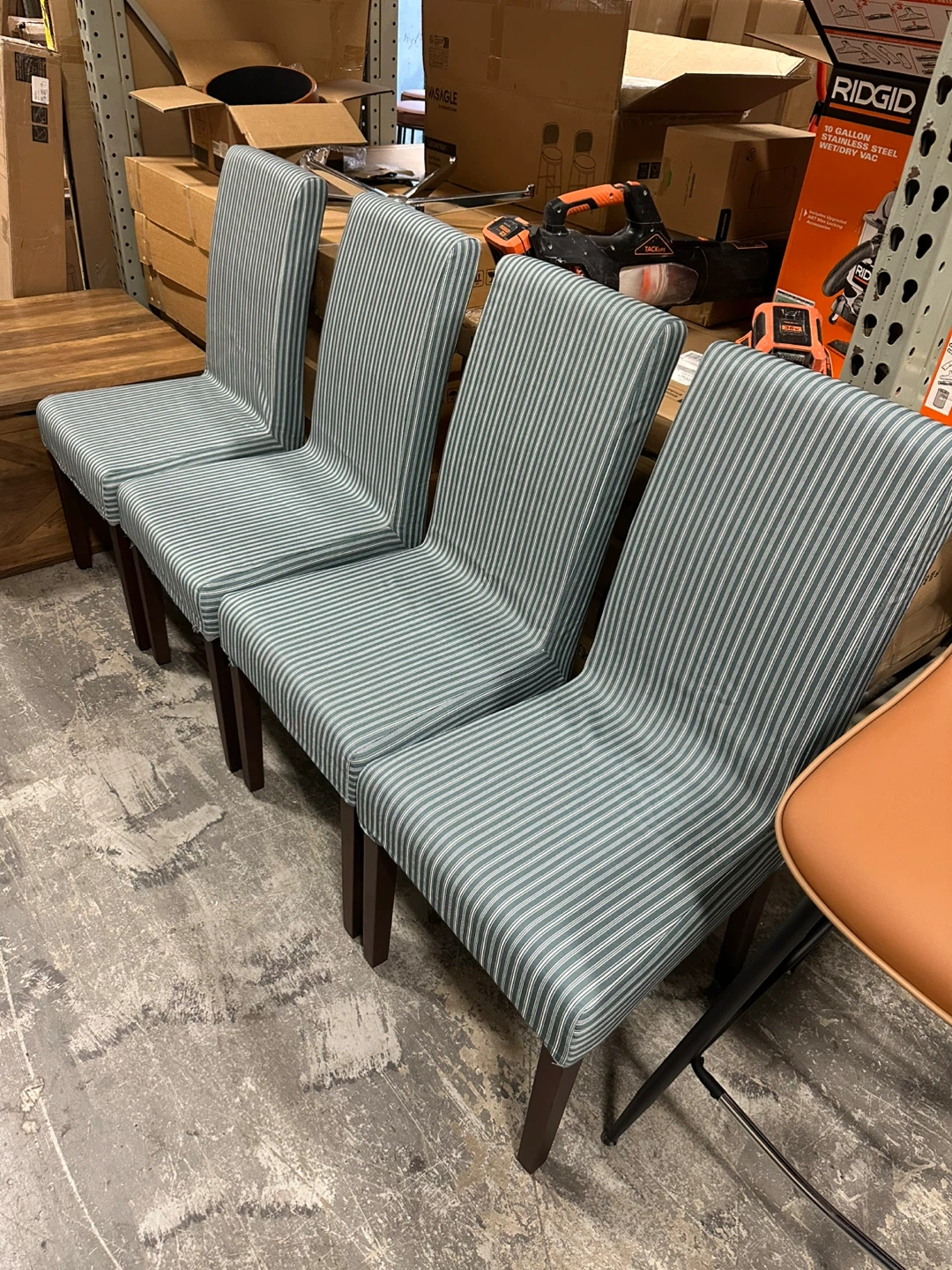 Set of 4 Striped Dining Chairs