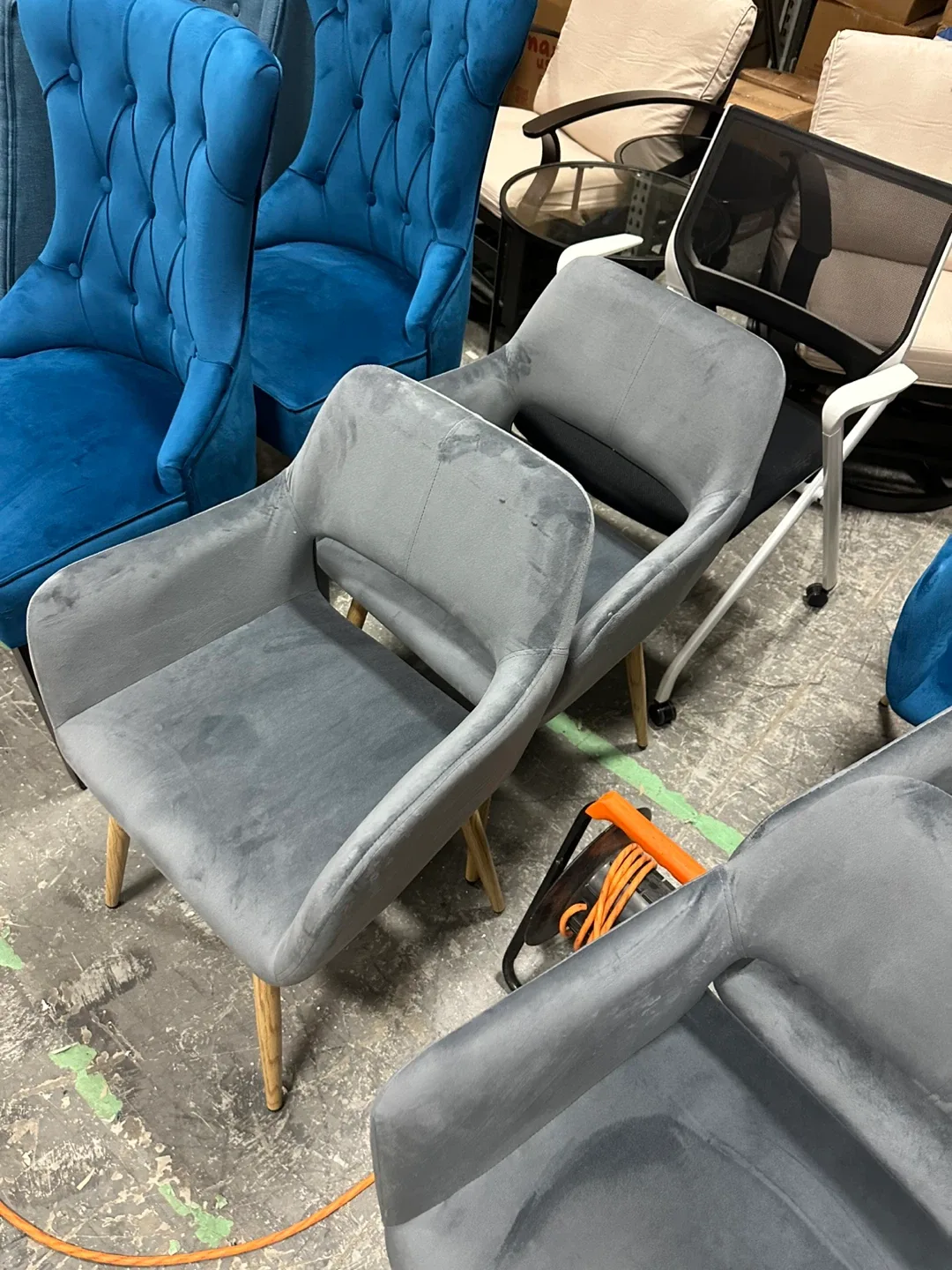 Grey Velvet Accent Chairs - Set of 4 image indicator(2)