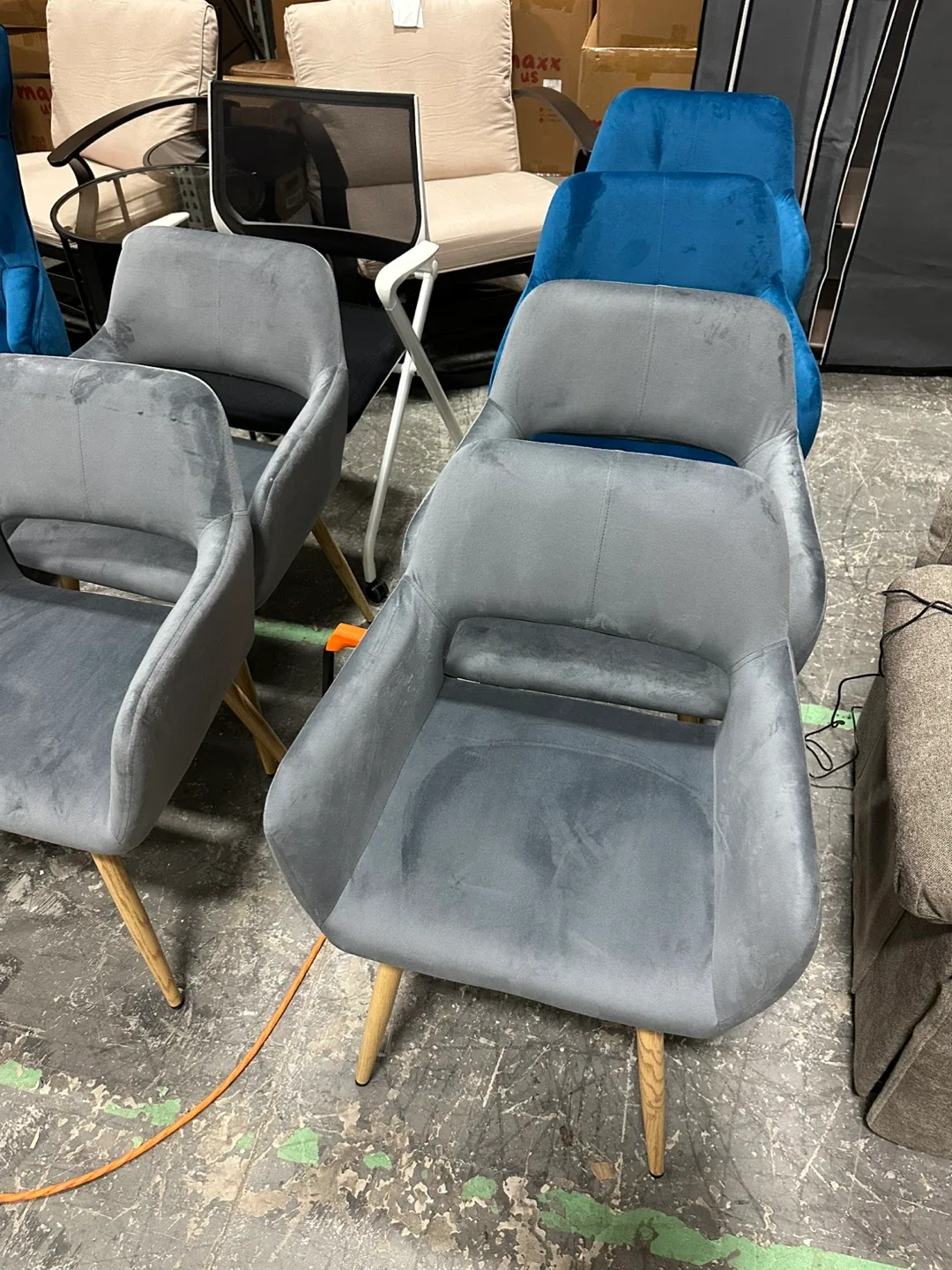 Grey Velvet Accent Chairs - Set of 4 image indicator(3)