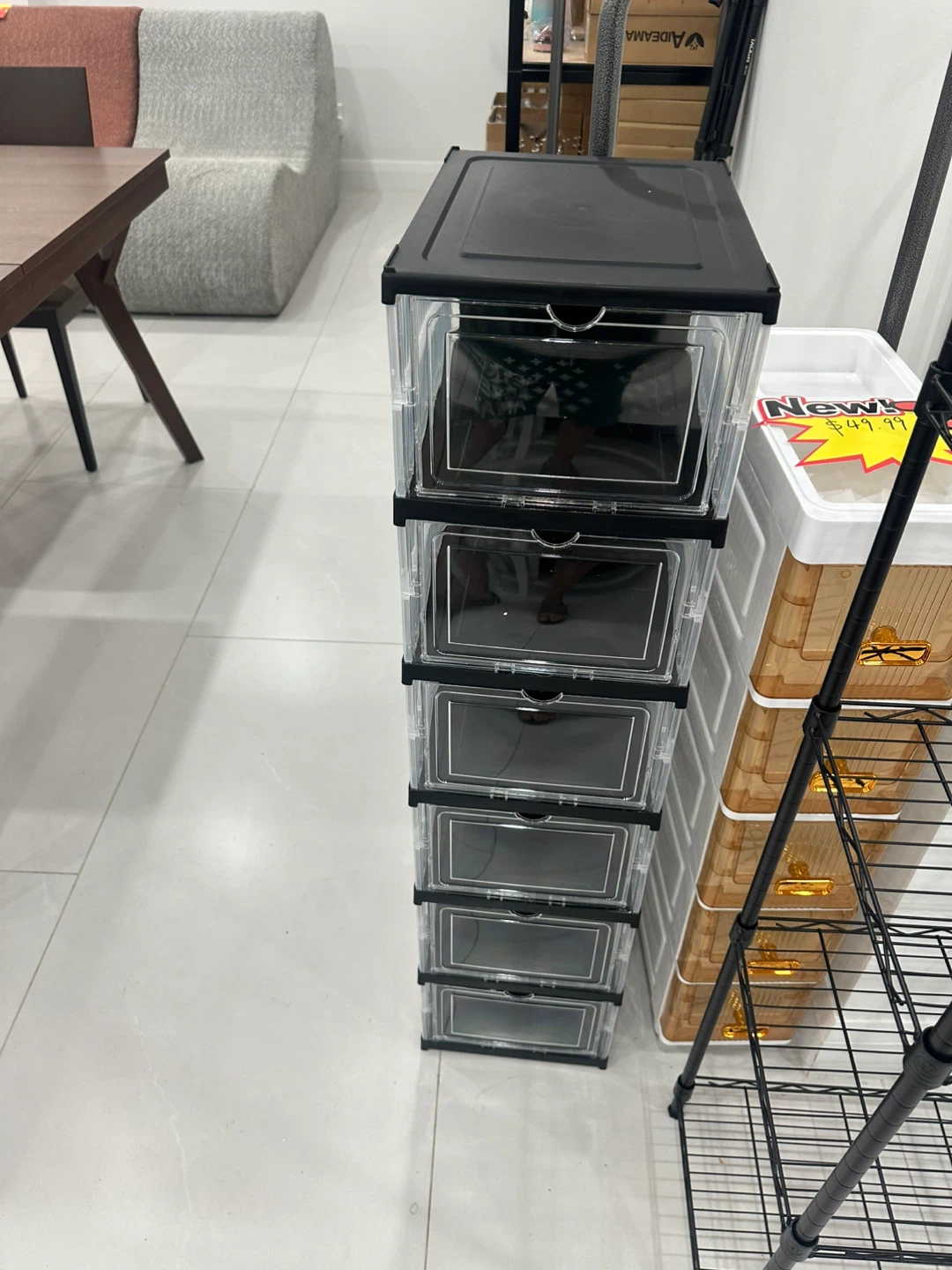 New Clear Black Stackable Storage Drawer