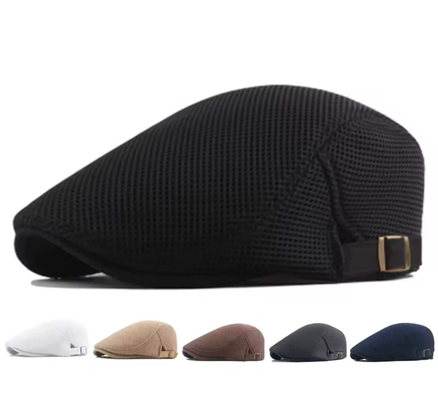 Mesh Driving Cap - Black Navy Grey White