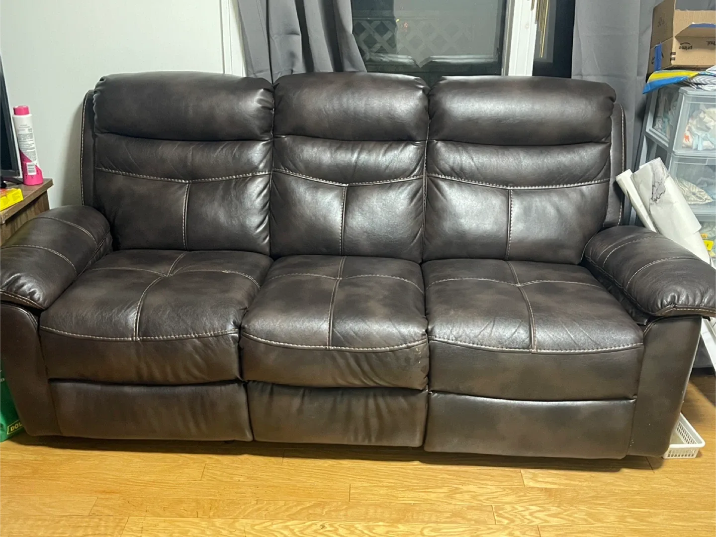 Brown Leather Reclining Sofa image indicator(4)