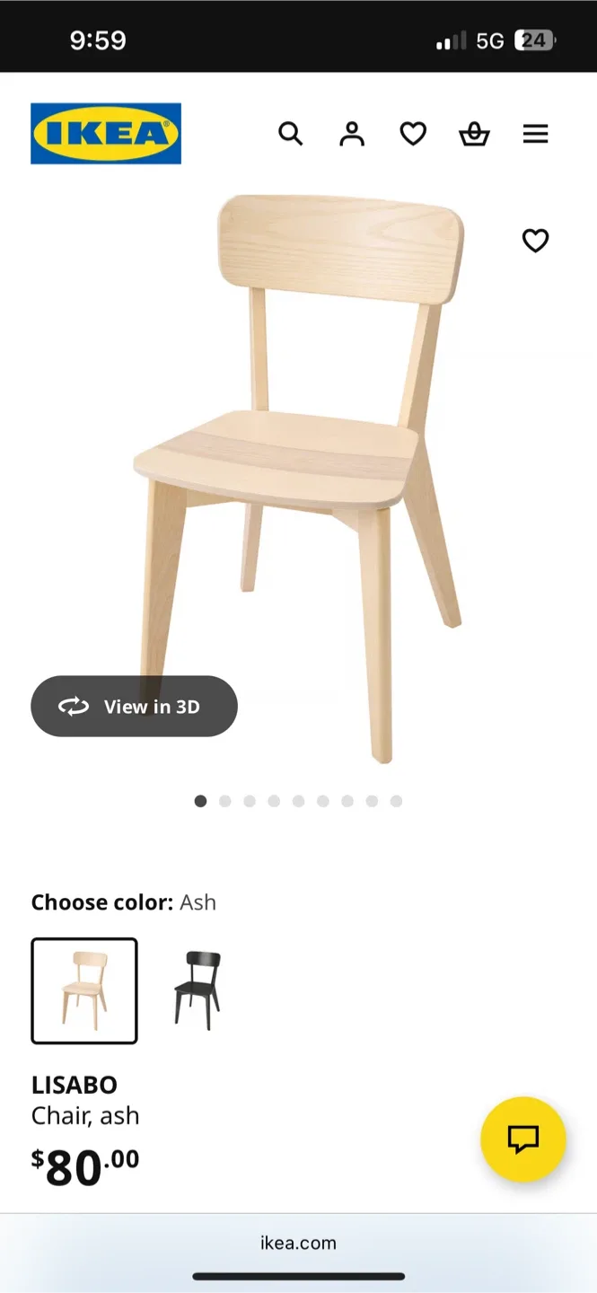 Lisabo IKEA Wood Chairs x2 thumbnail