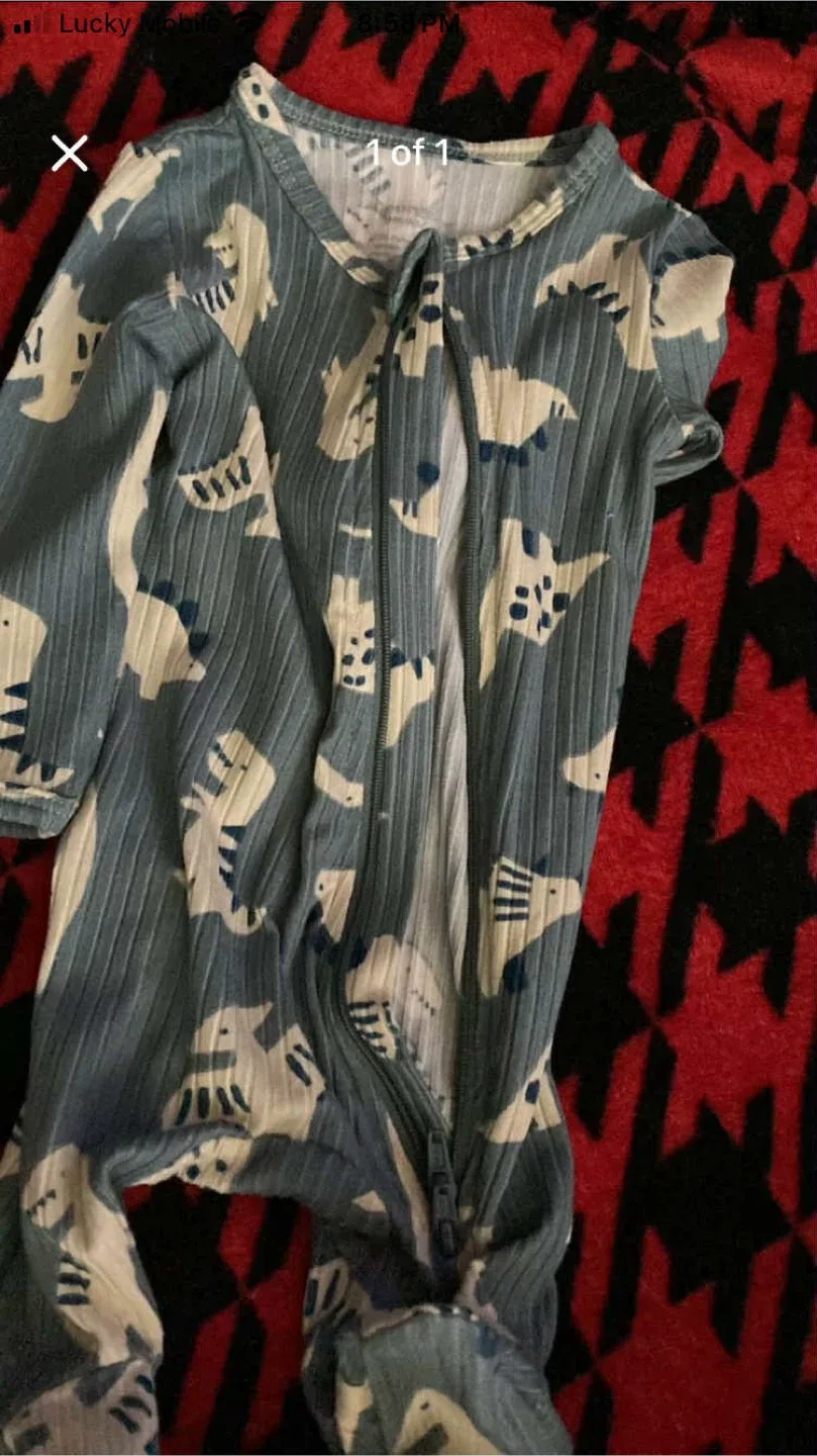 Carters Dinosaur Print Baby Zip Up Sleeper thumbnail