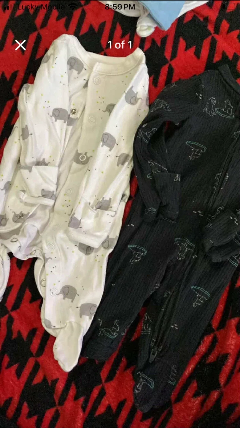 Carters Baby Footed Pajamas - Elephant & Bear thumbnail