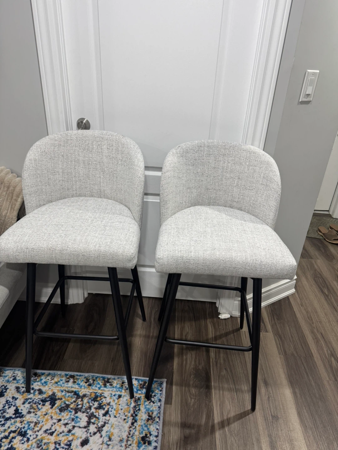 Set of 2 Grey Upholstered Bar Stools - photo 2