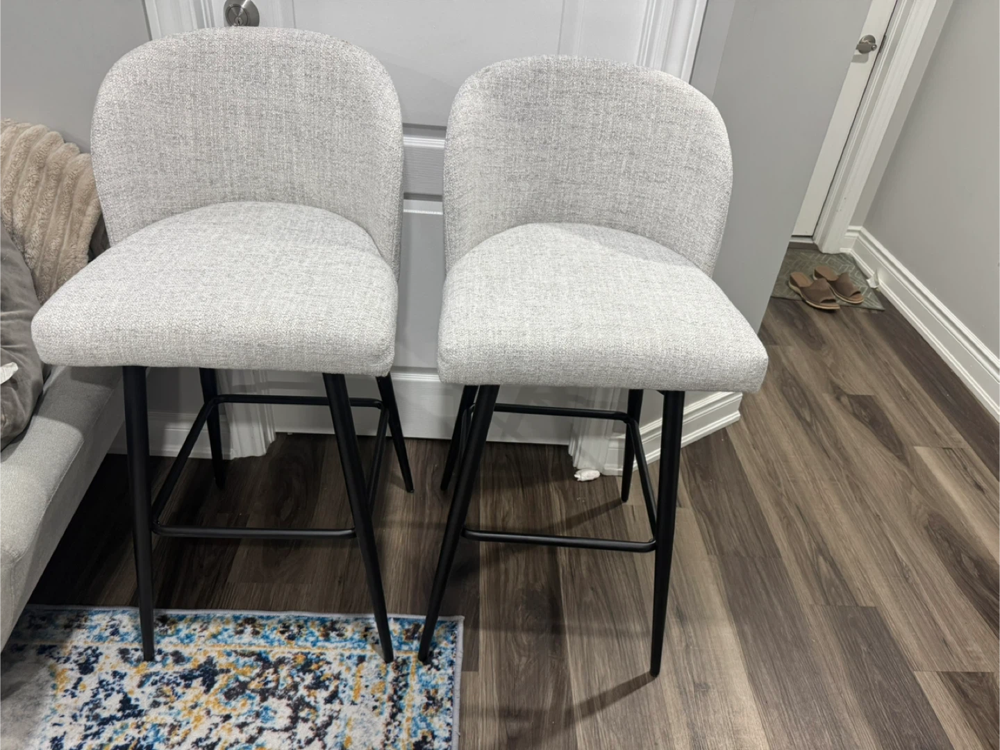 Set of 2 Grey Upholstered Bar Stools - photo 4