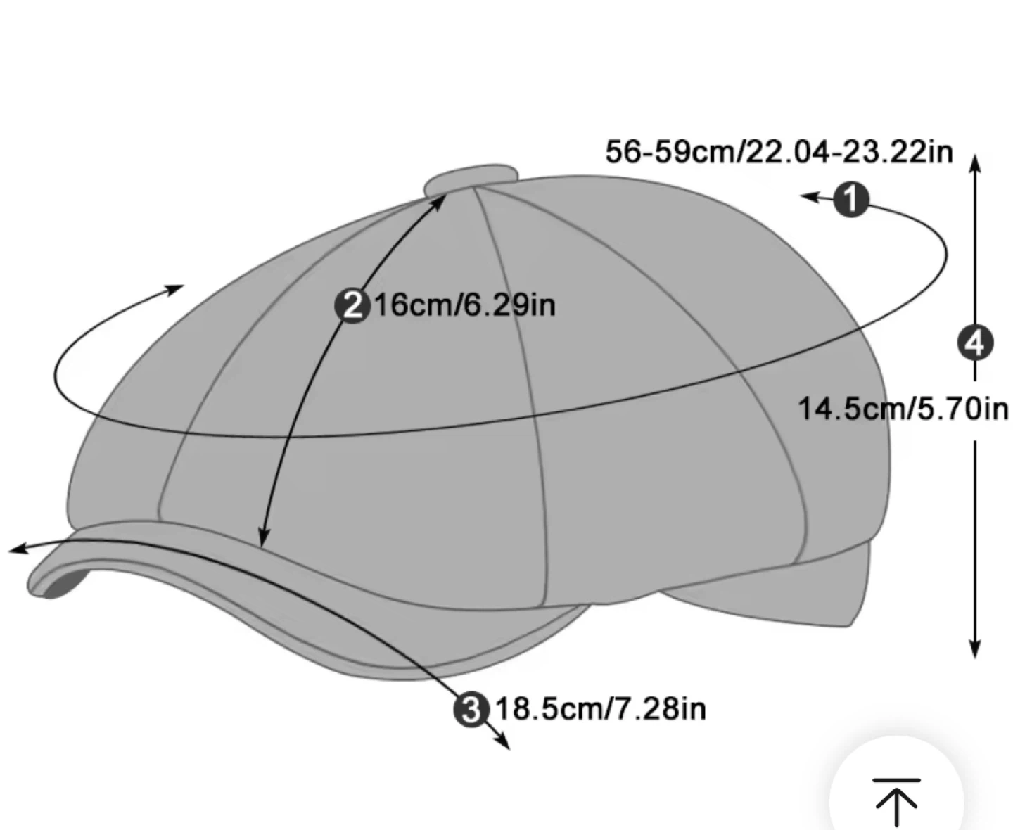 Newsboy Cap - Grey, Size 56-59cm - photo 5