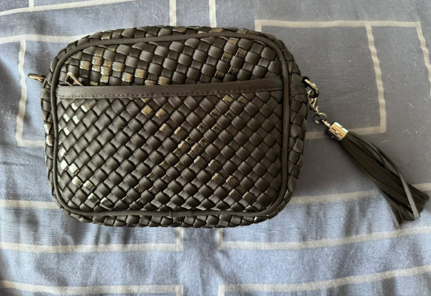 Haute Shore Black Woven Crossbody Bag