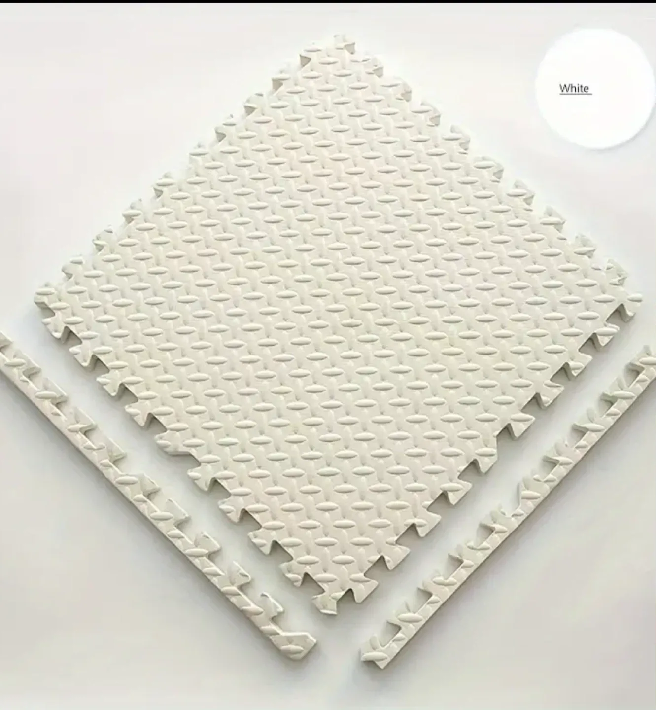 Foam Play Mat Tiles - White, 12pcs+ Beige, 15 pcs image indicator(2)