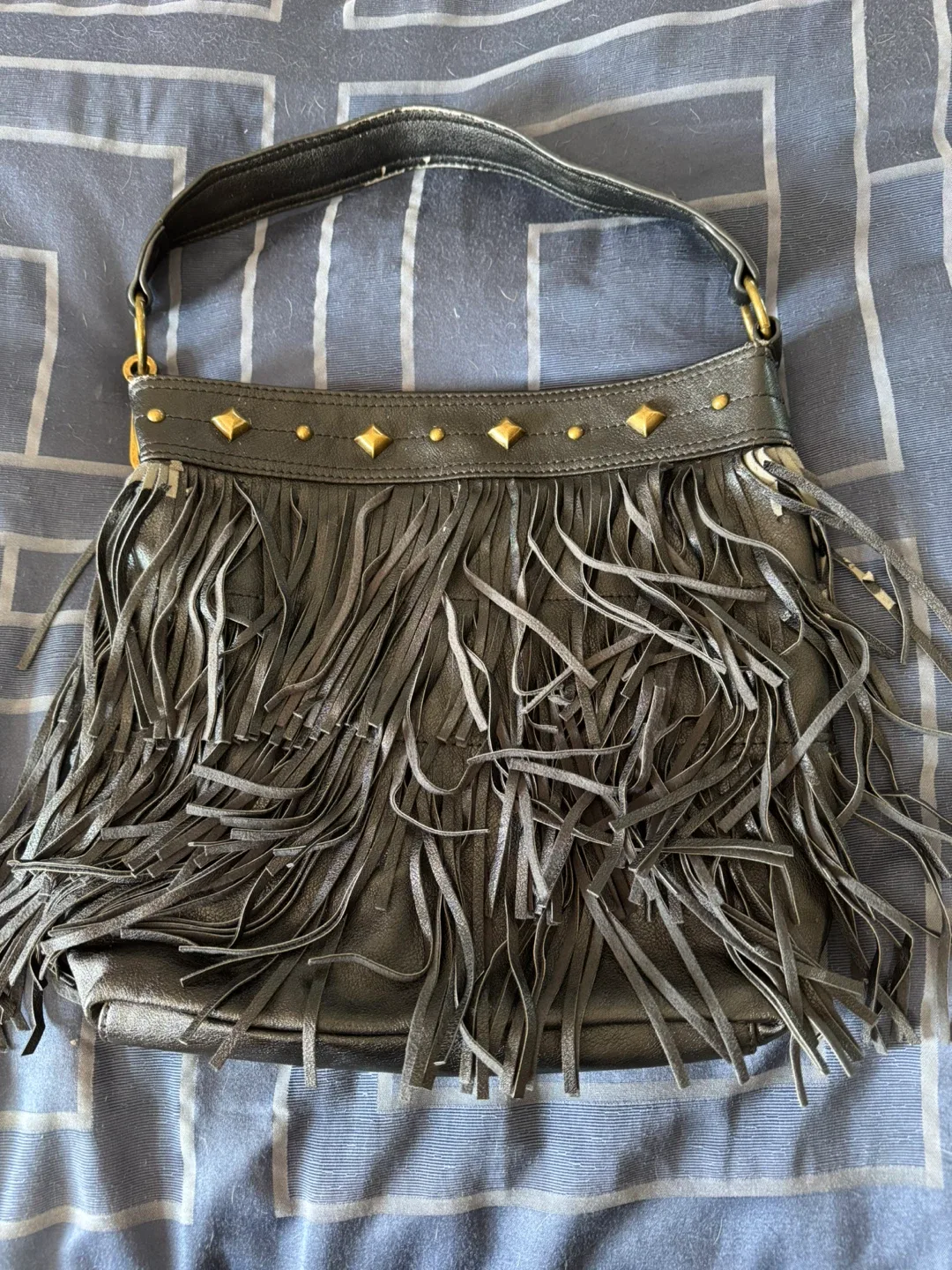 Carlos Santana Black Fringe Purse
