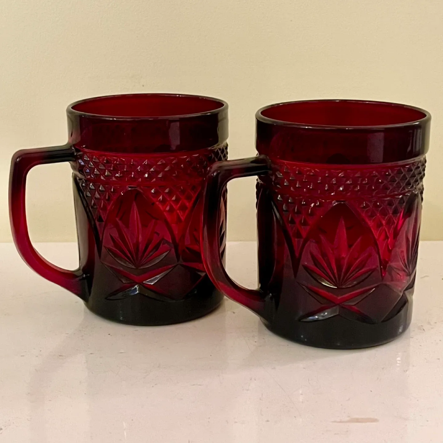 2 Vintage Cristal D'Arques-Durand "Antique Ruby" mugs thumbnail