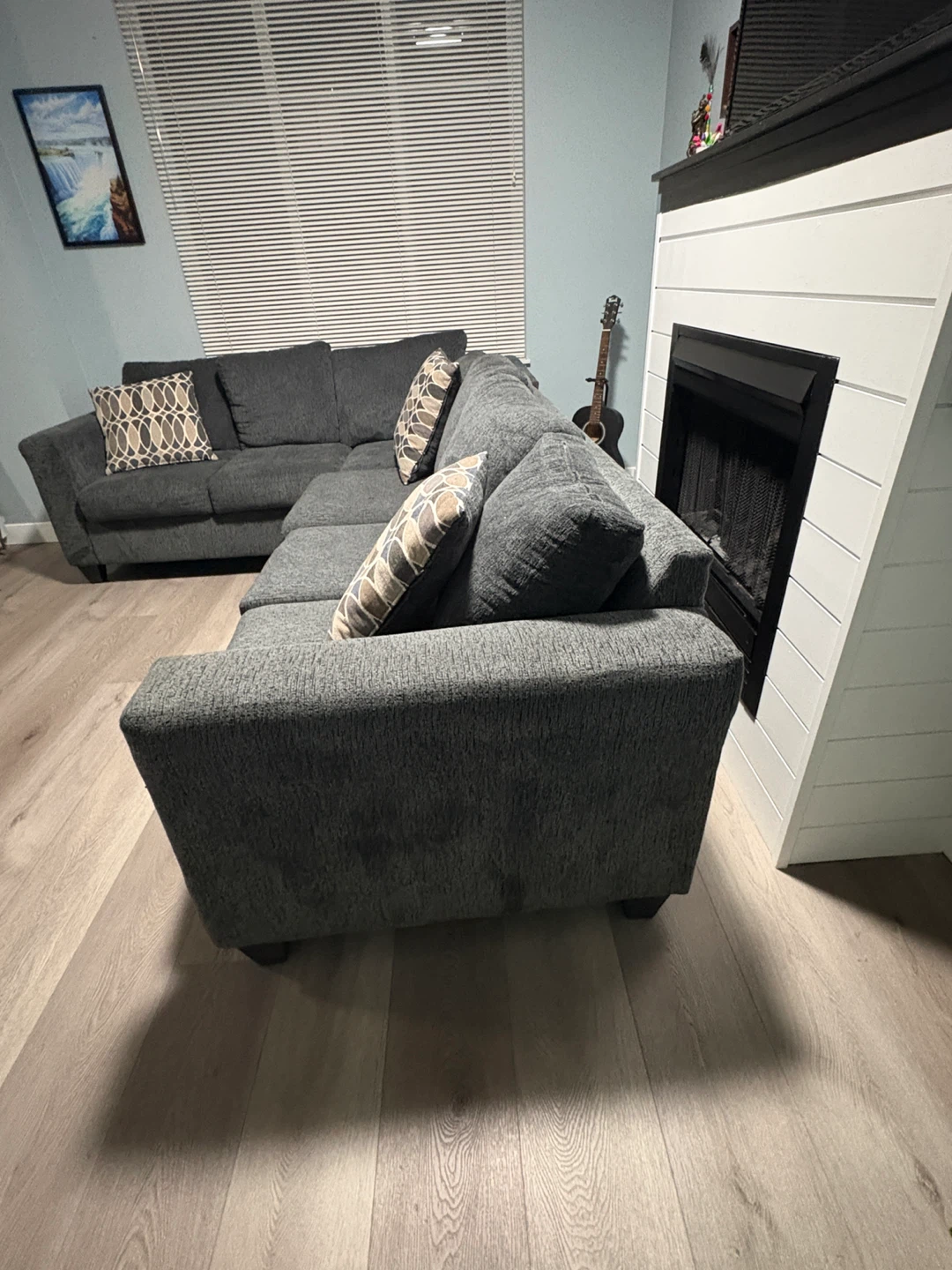 Grey Sectional Sofa with Pillows - photo 4