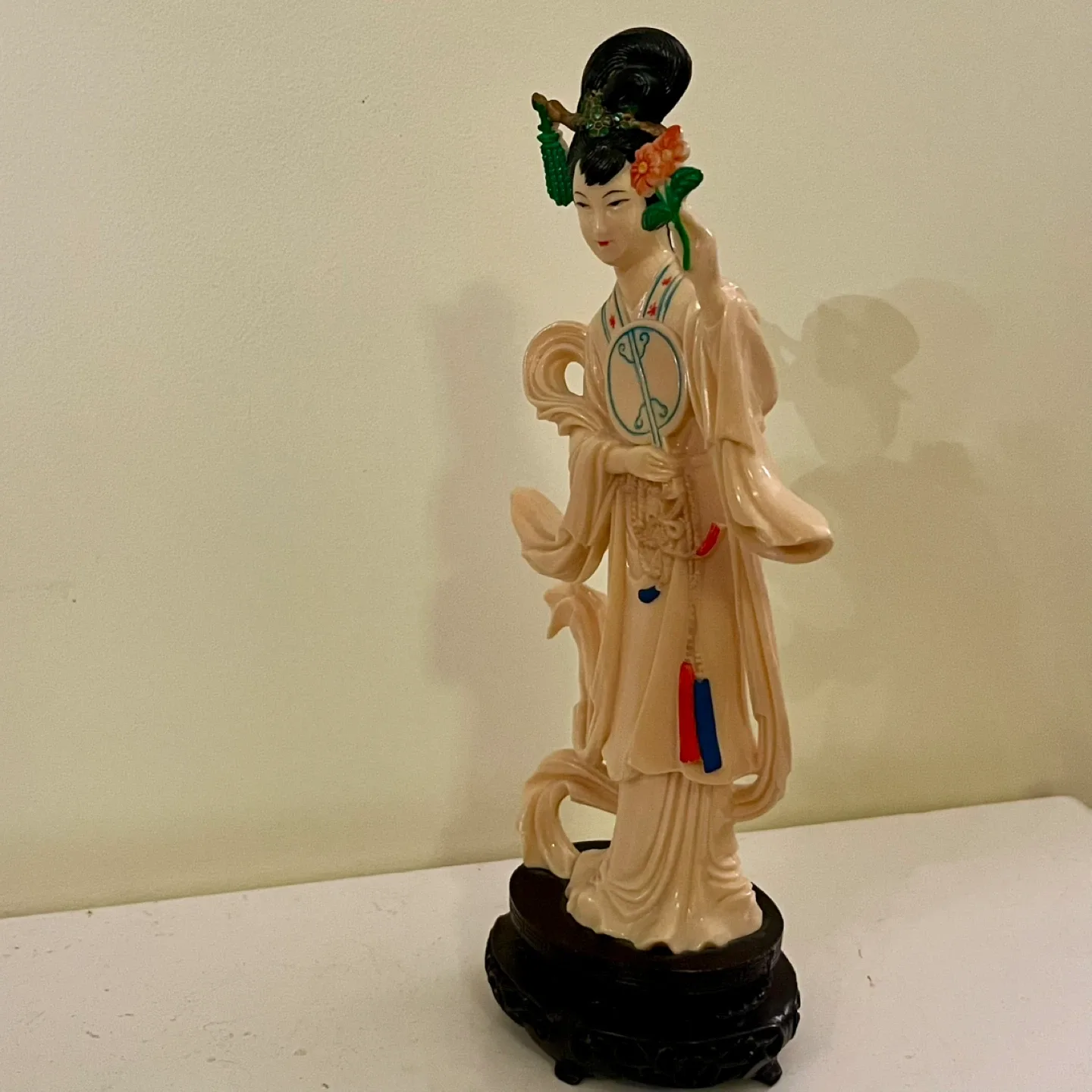 Vintage Celluloid Painted Geisha with Flowers image indicator(2)