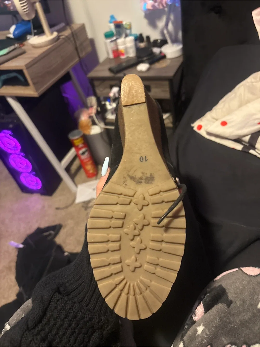 Black Suede Wedge Ankle Boots - Size 10 image indicator(3)