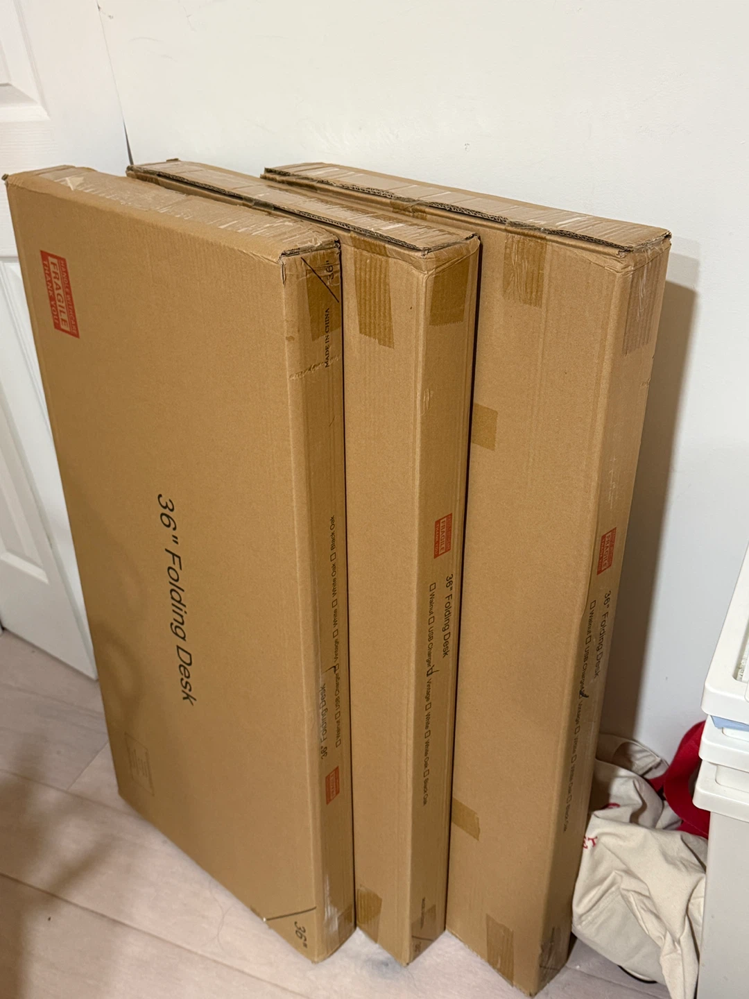 [NEW IN BOX] 35.8 Inch Folding Desk - Dark Oak - photo 2
