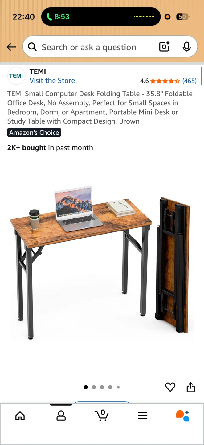 [NEW IN BOX] 35.8 Inch Folding Desk - Dark Oak