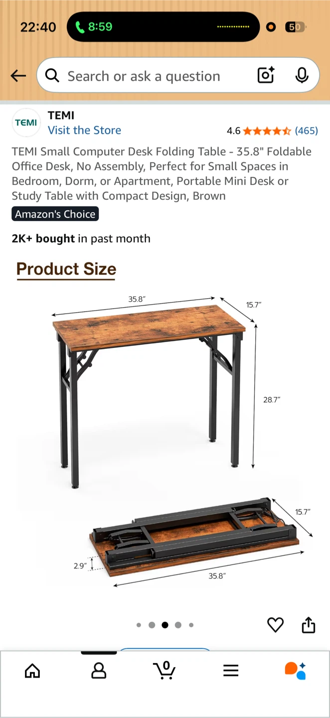 [NEW IN BOX] 35.8 Inch Folding Desk - Dark Oak - photo 4