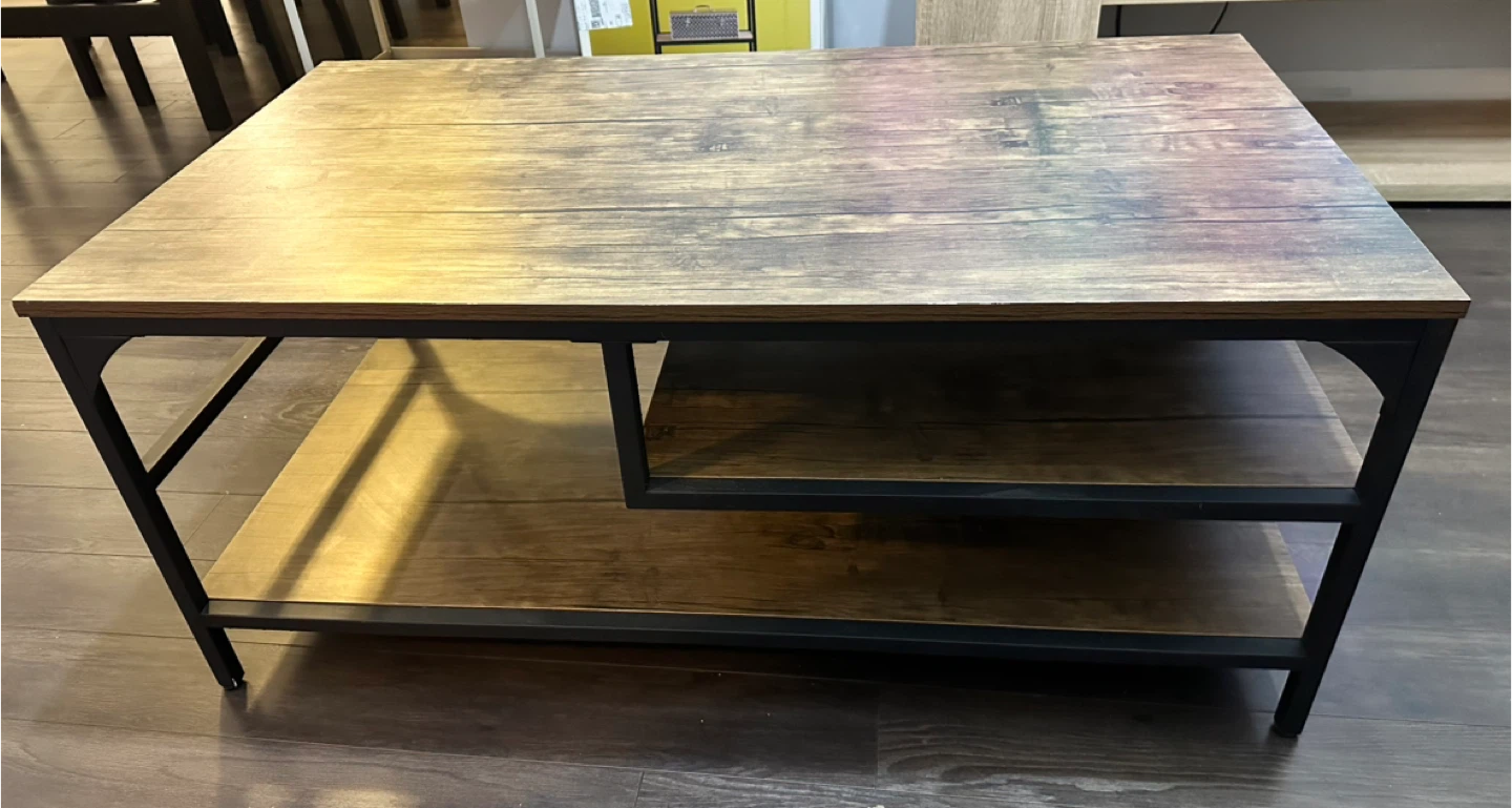 Wood Grain Coffee Table with Shelf