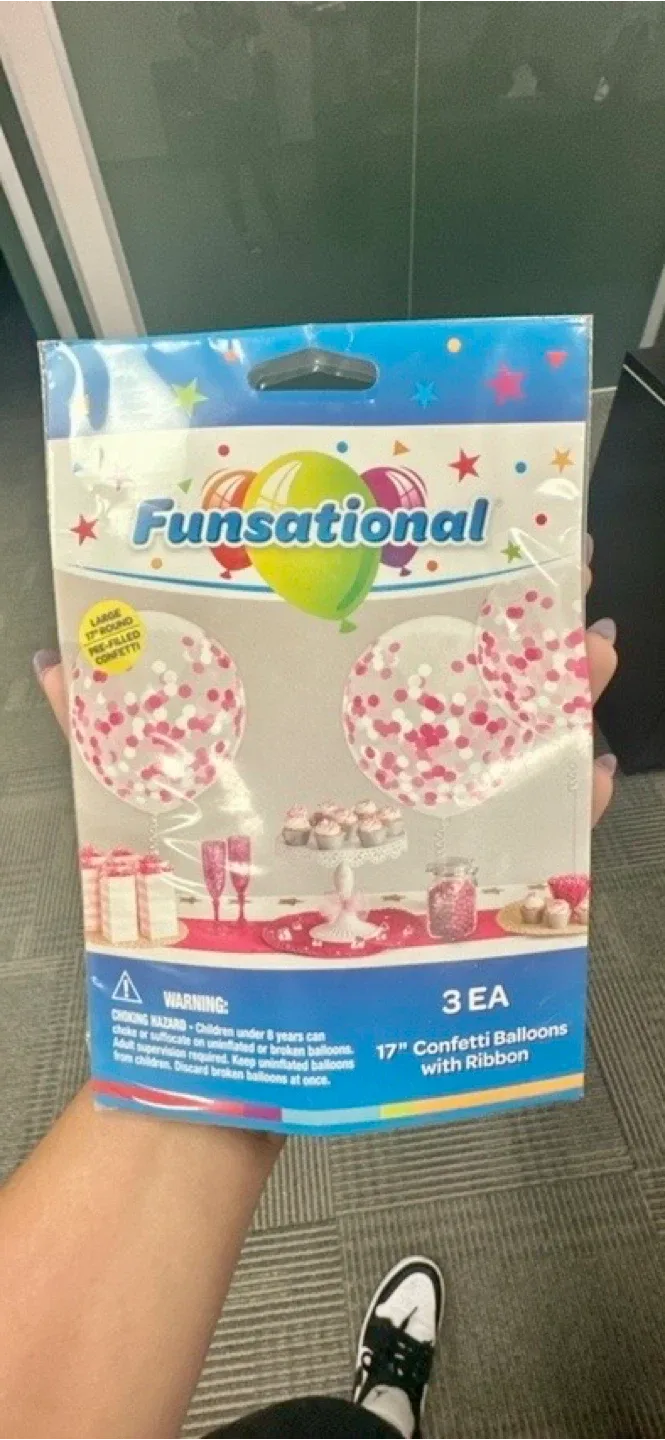 17" Confetti Balloons 3 Pack (Blue or Pink or Silver) image indicator(2)