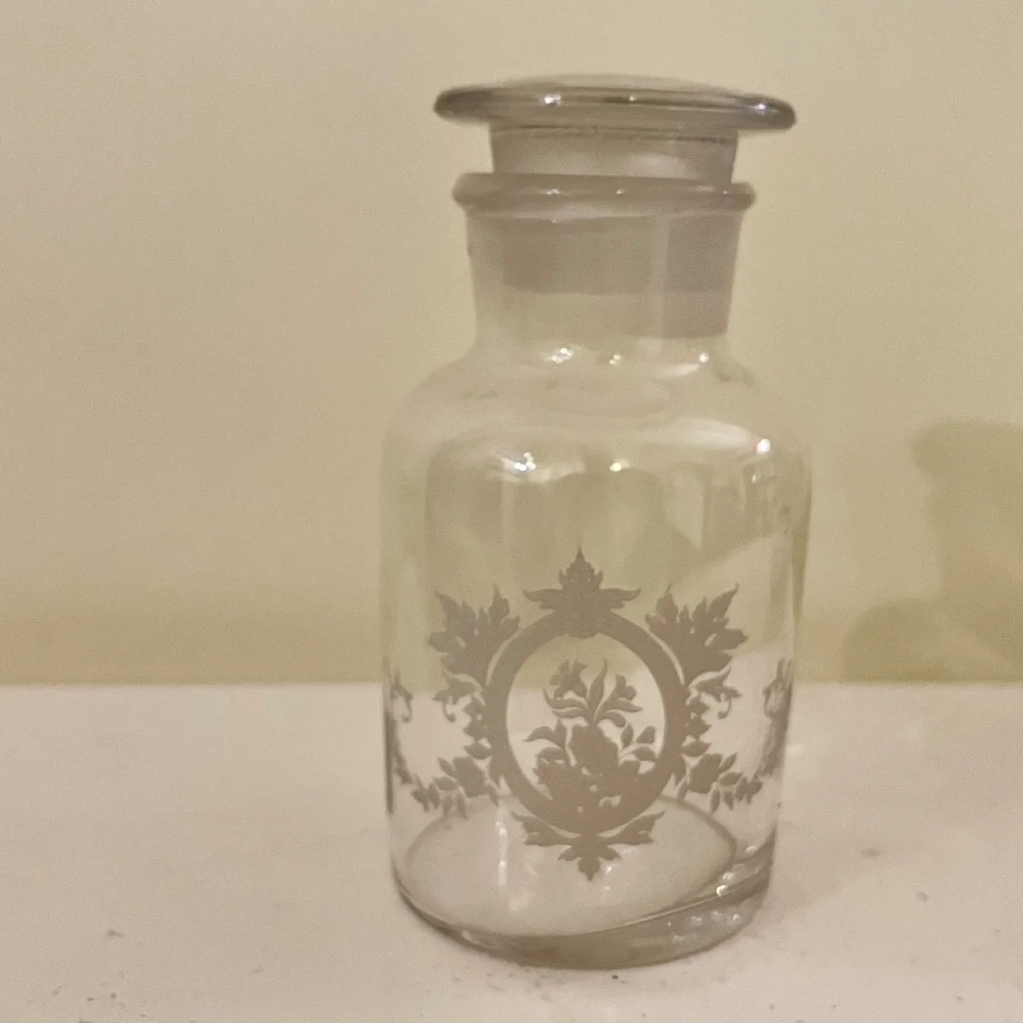 French Country Cottage Floral Leaf Etched Apothecary Bottles image indicator(2)