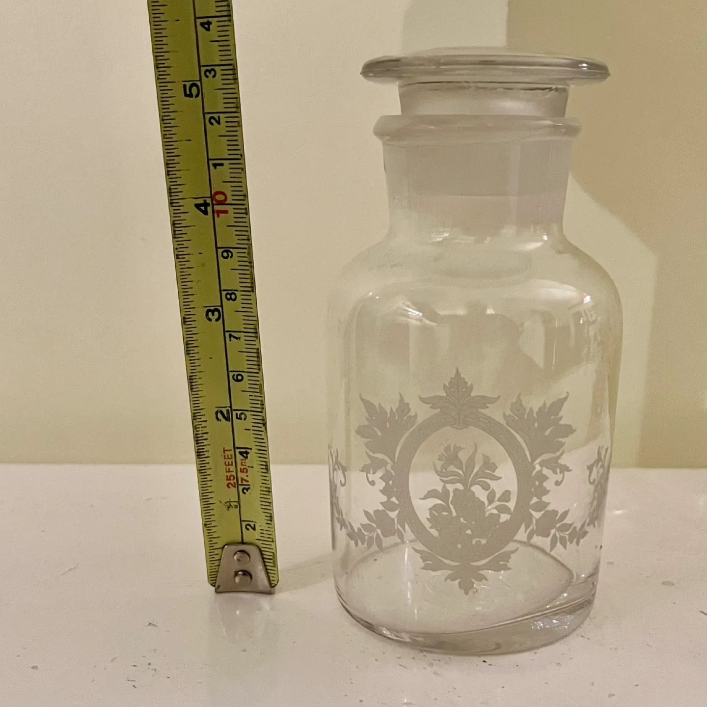 French Country Cottage Floral Leaf Etched Apothecary Bottles image indicator(4)