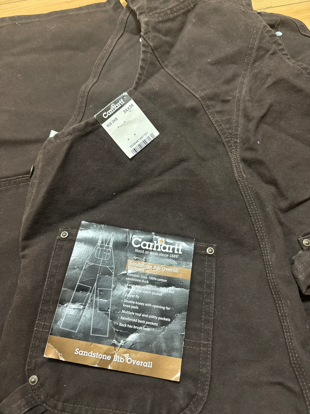 Carhartt Sandstone Bib Overalls - Size 34x34 - photo 2