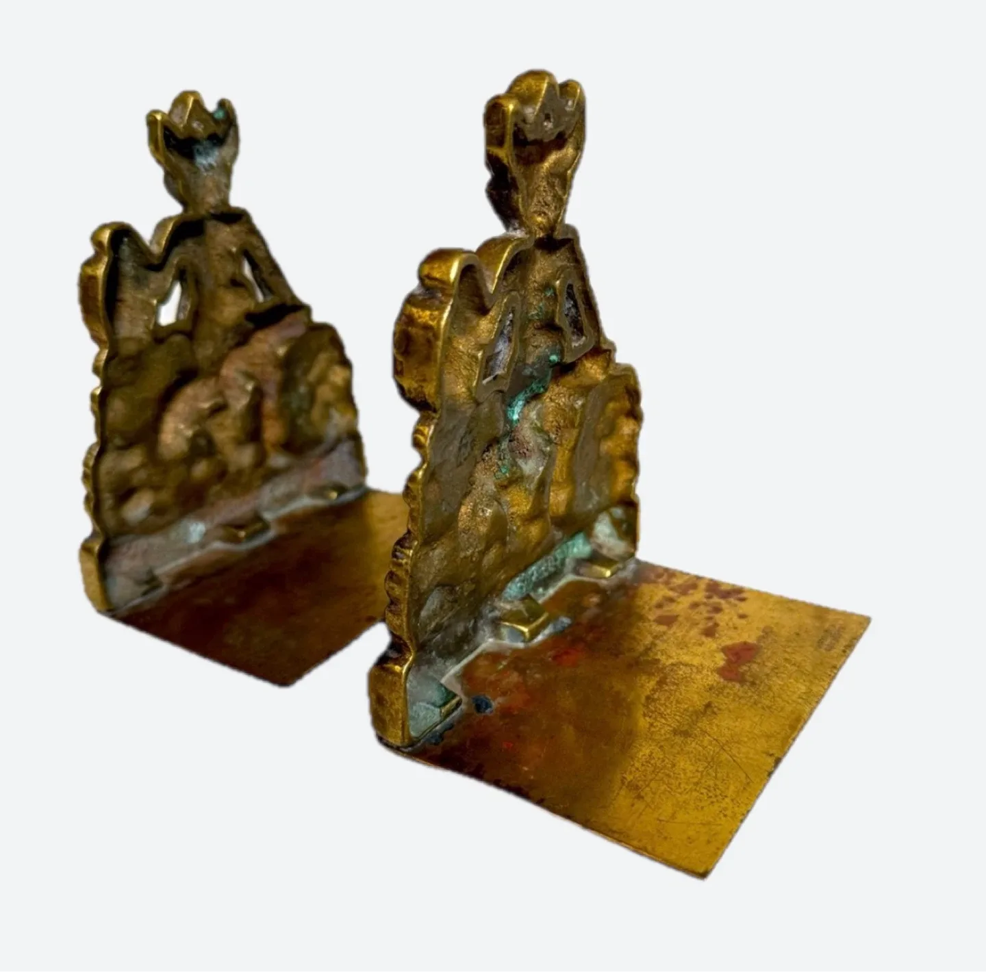 ANTIQUE SOLID BRONZE PIXIE ELF MUSHROOM GOTHIC STATUE BOOKENDS image indicator(10)