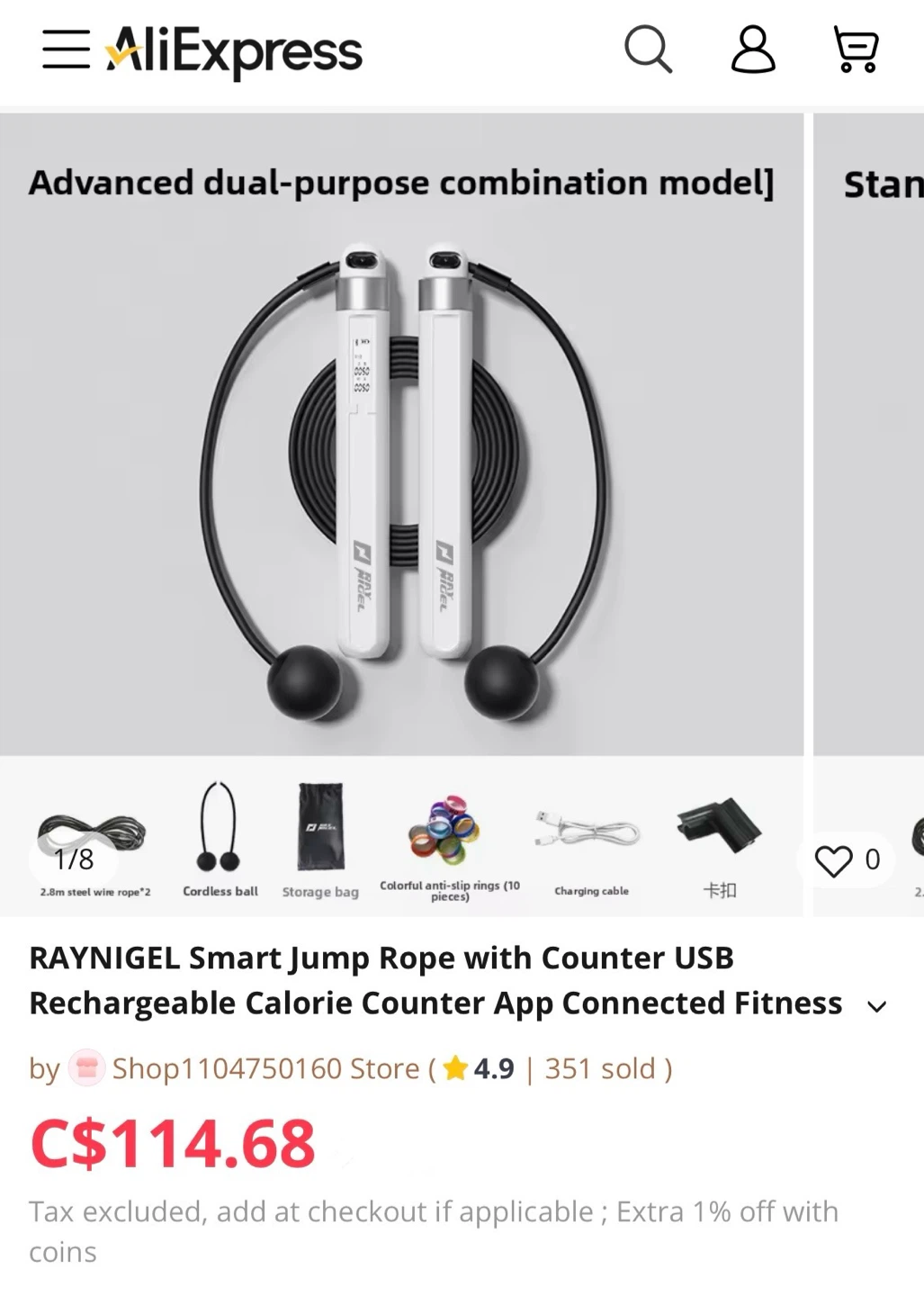 (Retail $114)RayNigel Smart Jump Rope with Bag - photo 3