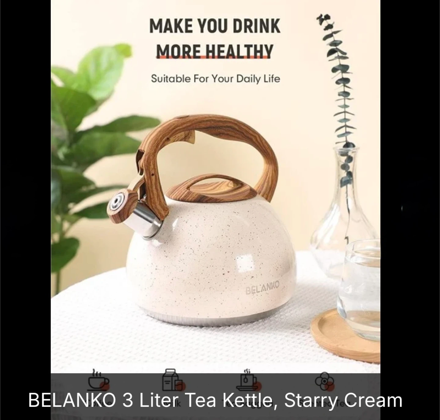 BELANKO 3 Liter Tea Kettle - Starry Cream
