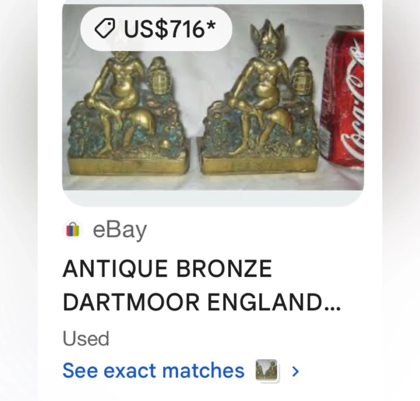 ANTIQUE SOLID BRONZE PIXIE ELF MUSHROOM GOTHIC STATUE BOOKENDS image indicator(2)