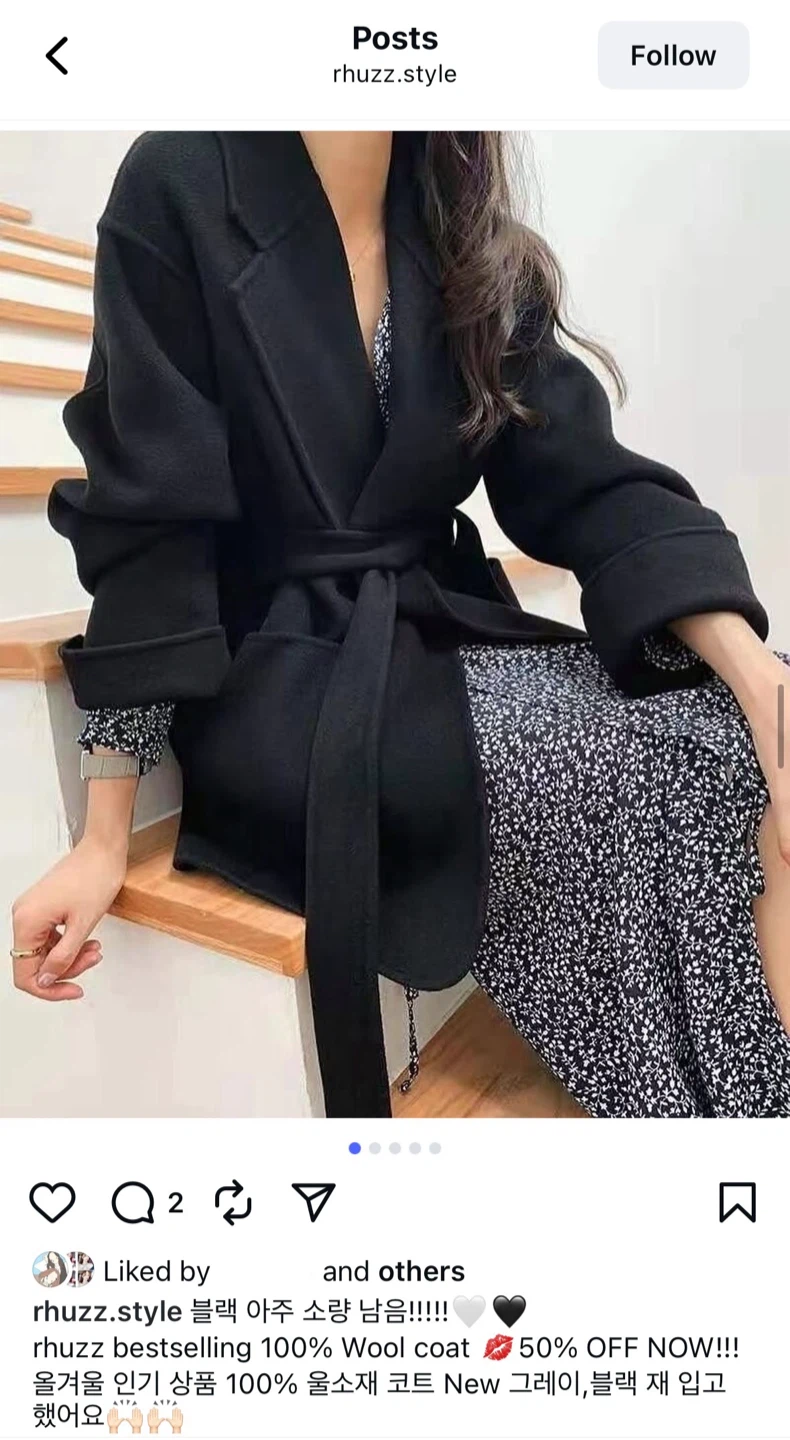 Black belted coat (wool) - photo 3