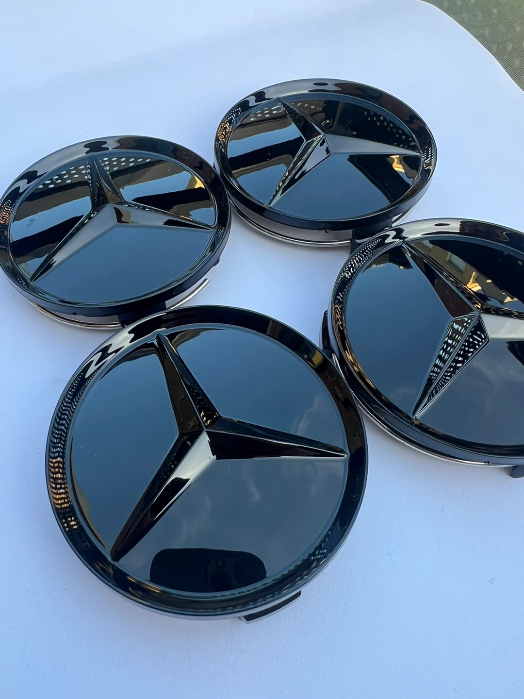Mercedes-Benz 75mm Glossy Black Wheel Center Caps (Set of 4) - photo 5