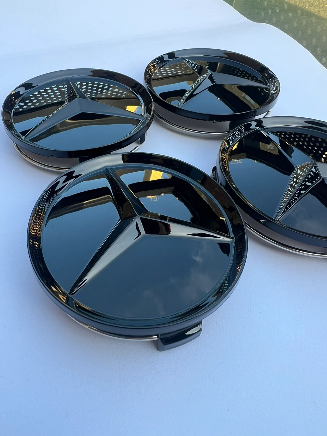 Mercedes-Benz 75mm Glossy Black Wheel Center Caps (Set of 4) - photo 4