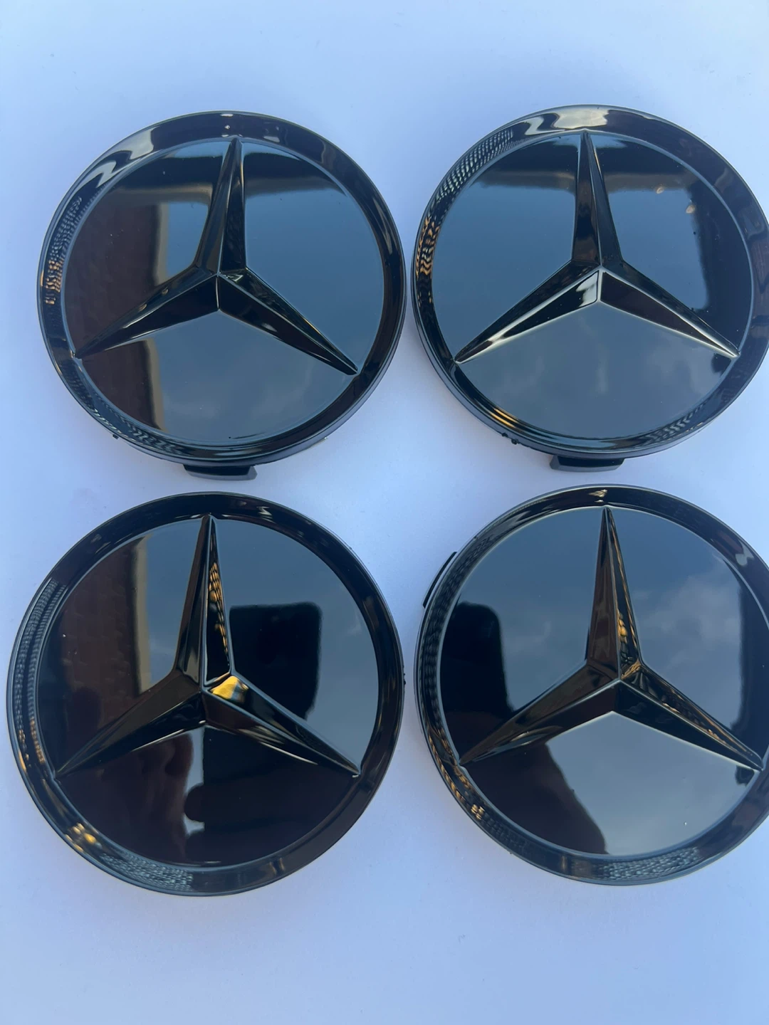 Mercedes-Benz 75mm Glossy Black Wheel Center Caps (Set of 4) - photo 3