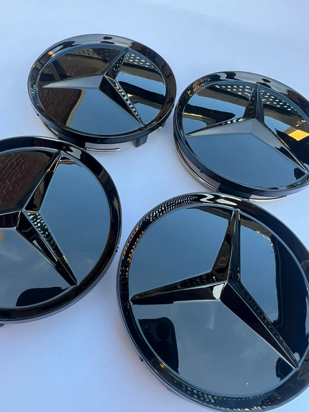 Mercedes-Benz 75mm Glossy Black Wheel Center Caps (Set of 4) - photo 2
