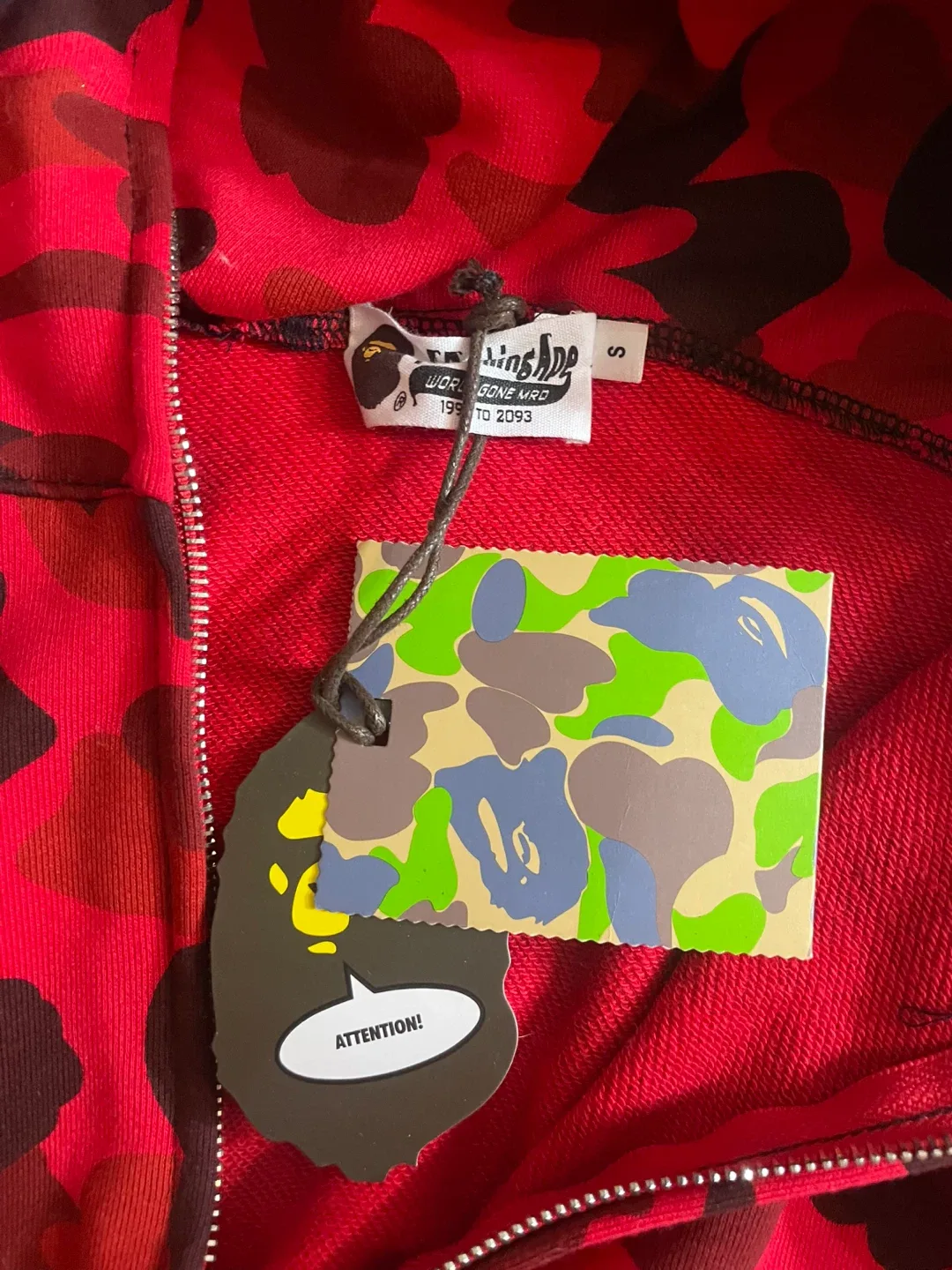 BAPE Red Camo Shark Full Zip Hoodie - Size S image indicator(2)
