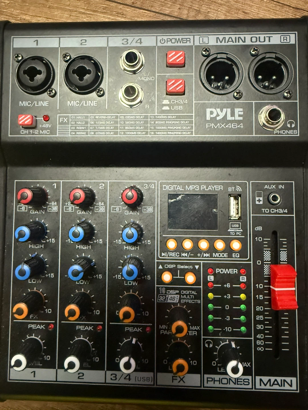 Pyle PMX464 4-Channel Audio Mixer w/ Recording Interface - photo 2