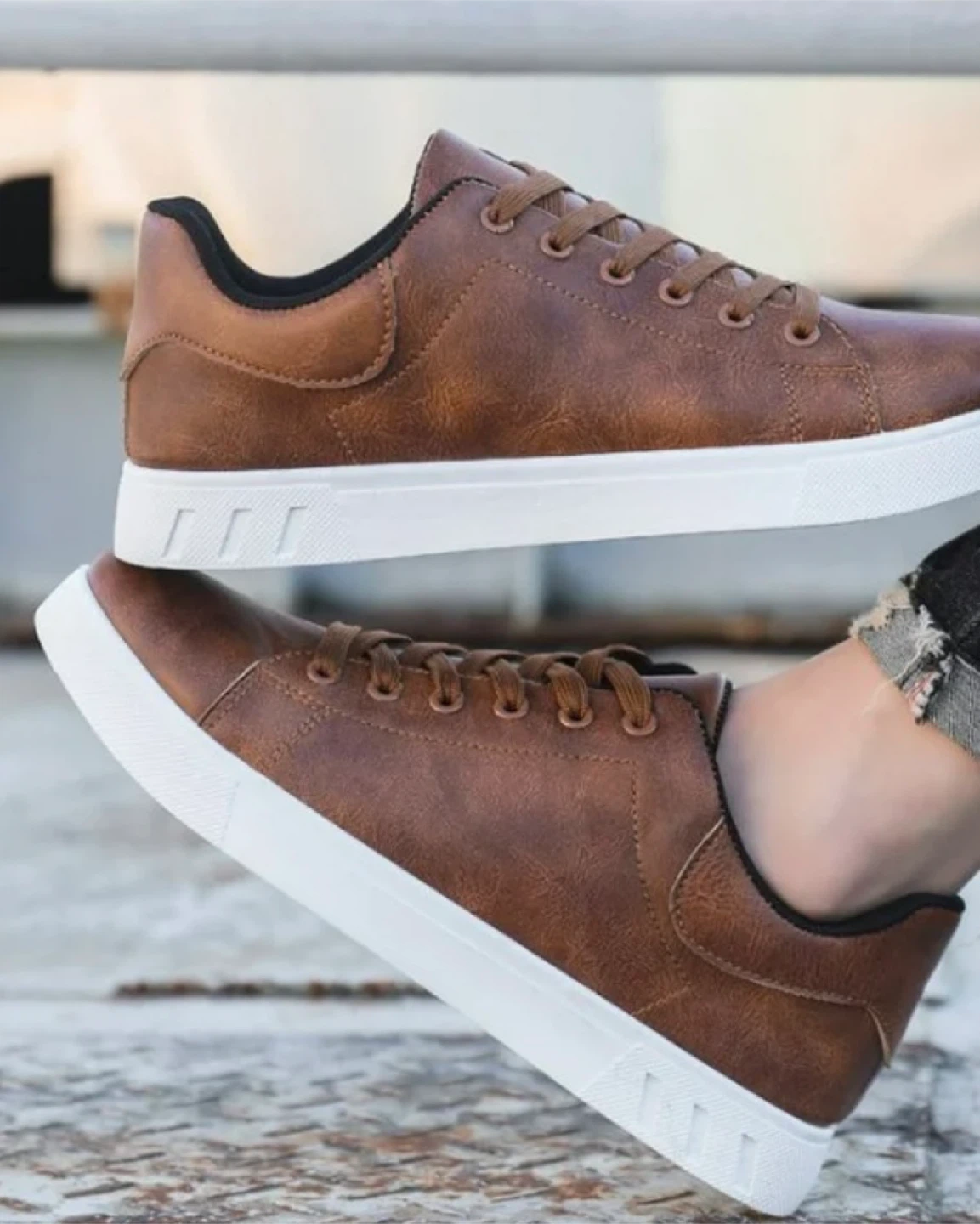 Doney Brown Leather Sneakers