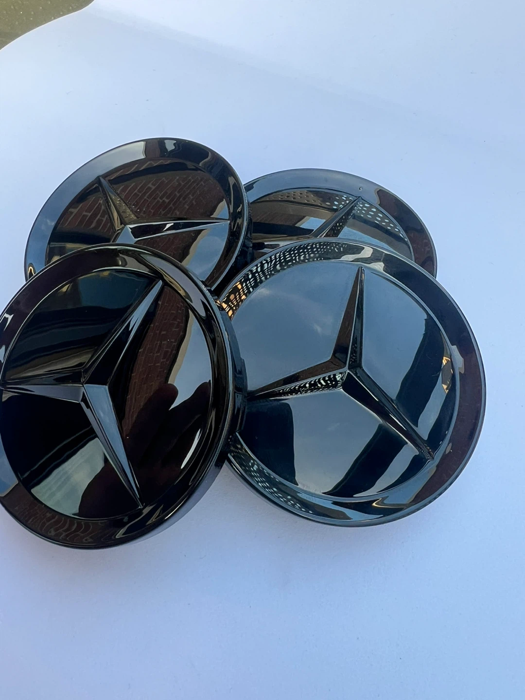 Mercedes-Benz 63mm glossy Black Wheel Center Caps - Set of 4 - photo 2