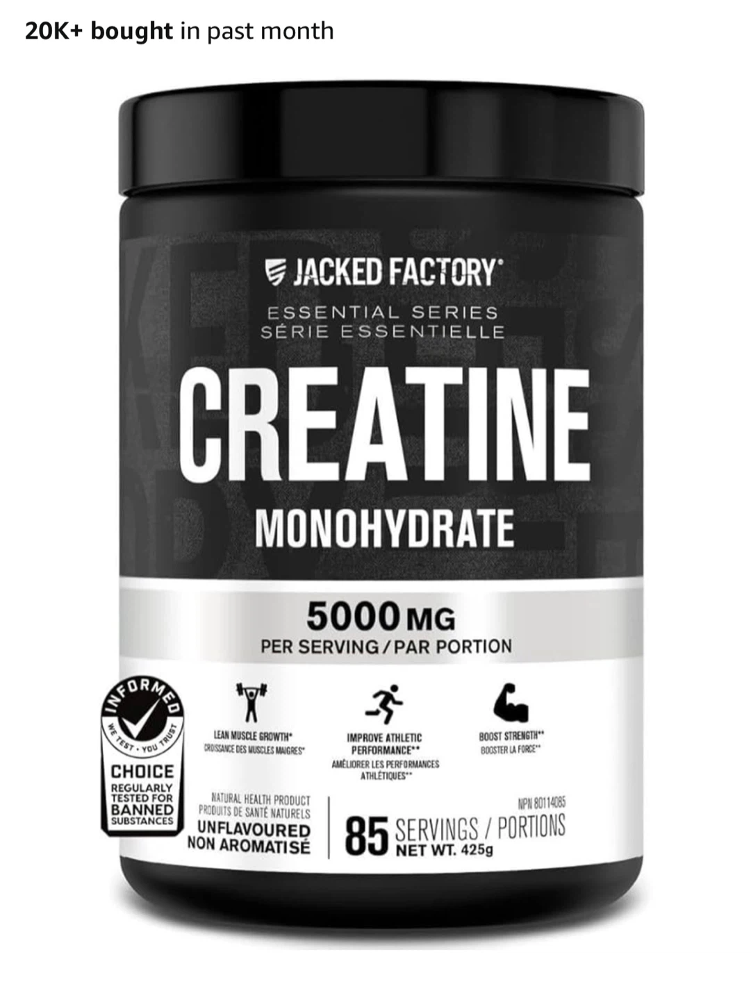 Jacked Factory Creatine Monohydrate - 85 Servings