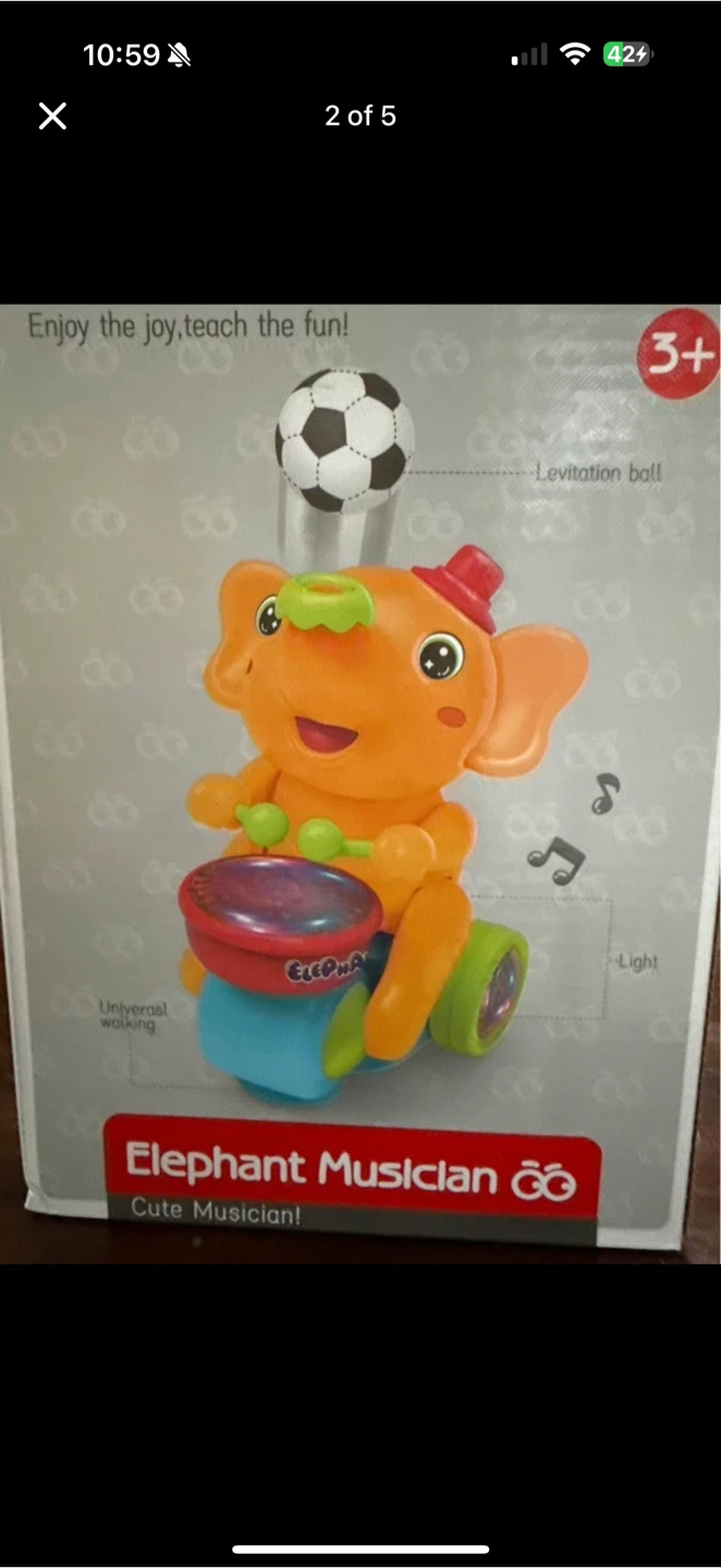 Elephant Musician Cute Musical Toy - New in Box!