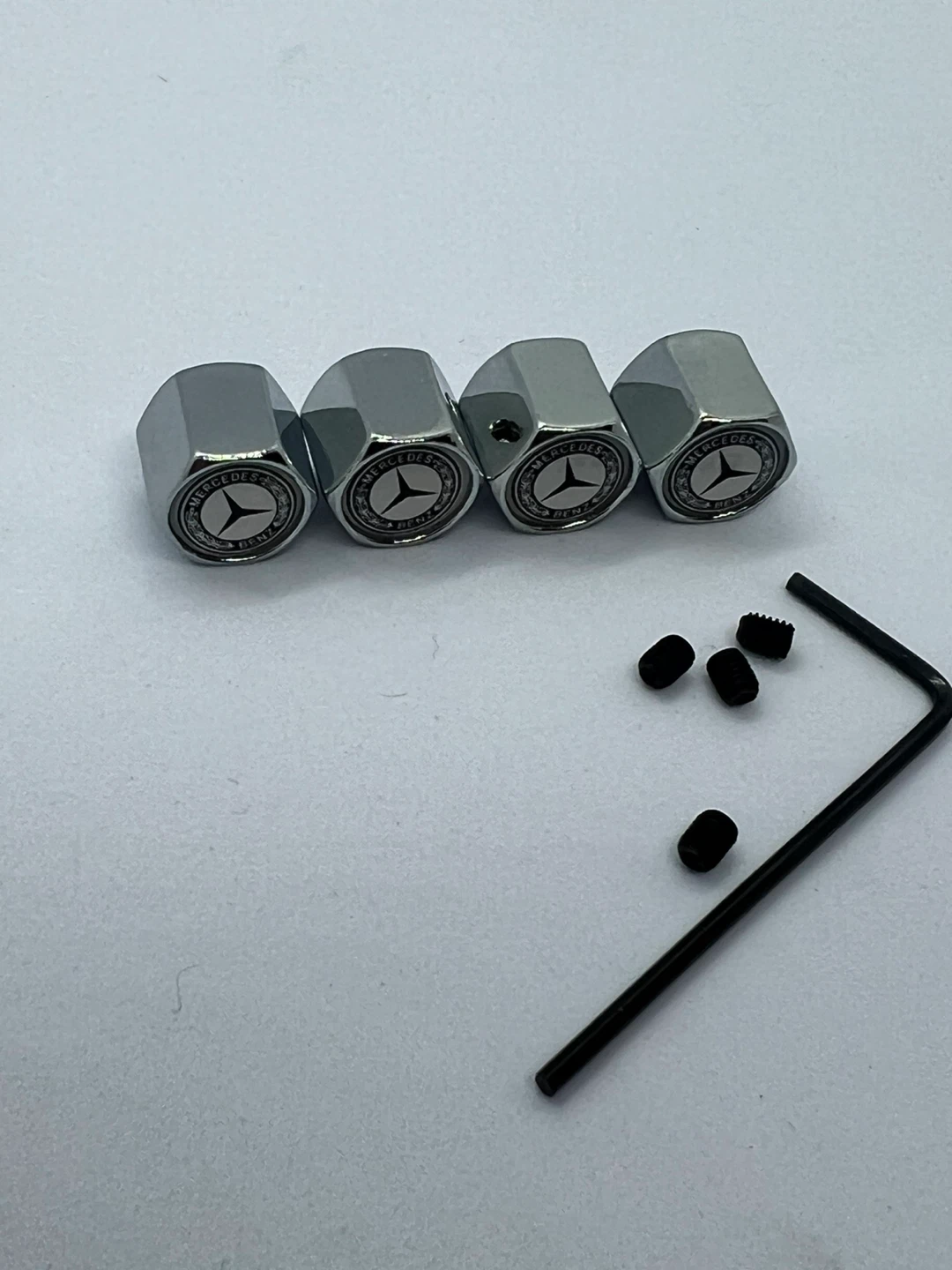 Mercedes-Benz Antit heft Tire Valve Stem Caps - Silver - photo 4