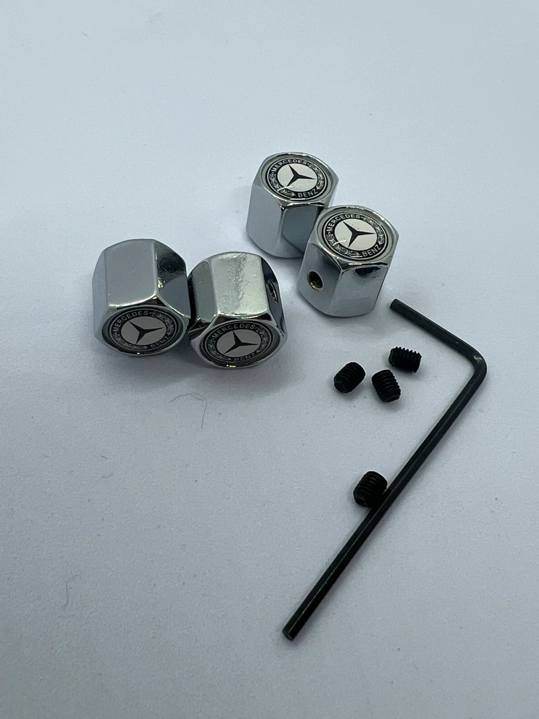 Mercedes-Benz Antit heft Tire Valve Stem Caps - Silver - photo 5