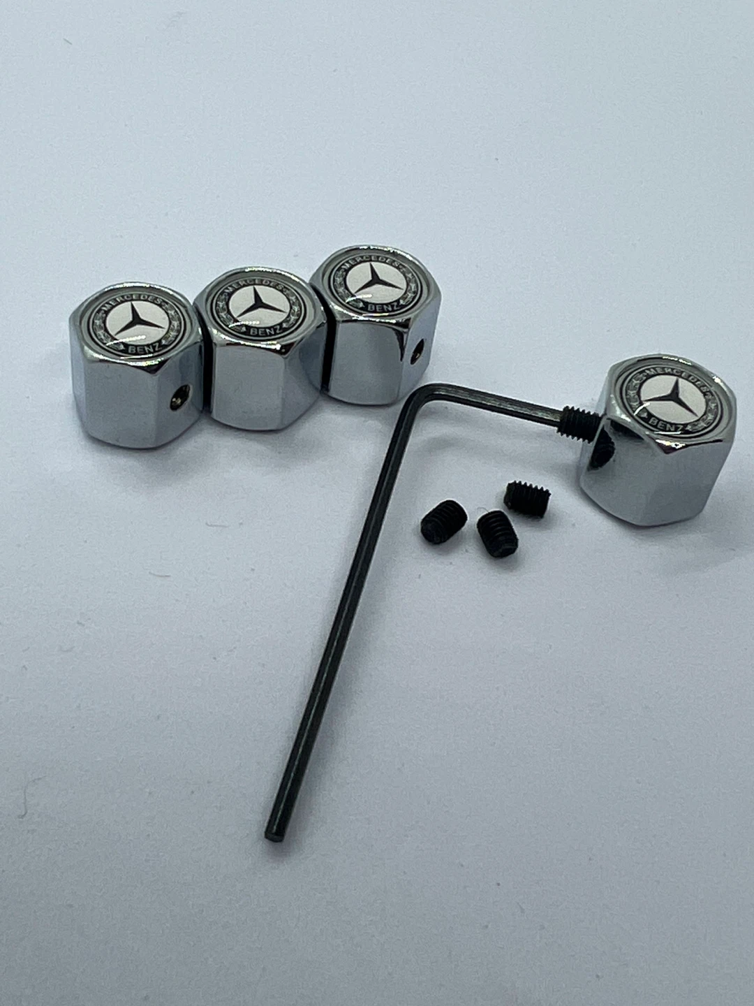 Mercedes-Benz Antit heft Tire Valve Stem Caps - Silver - photo 3