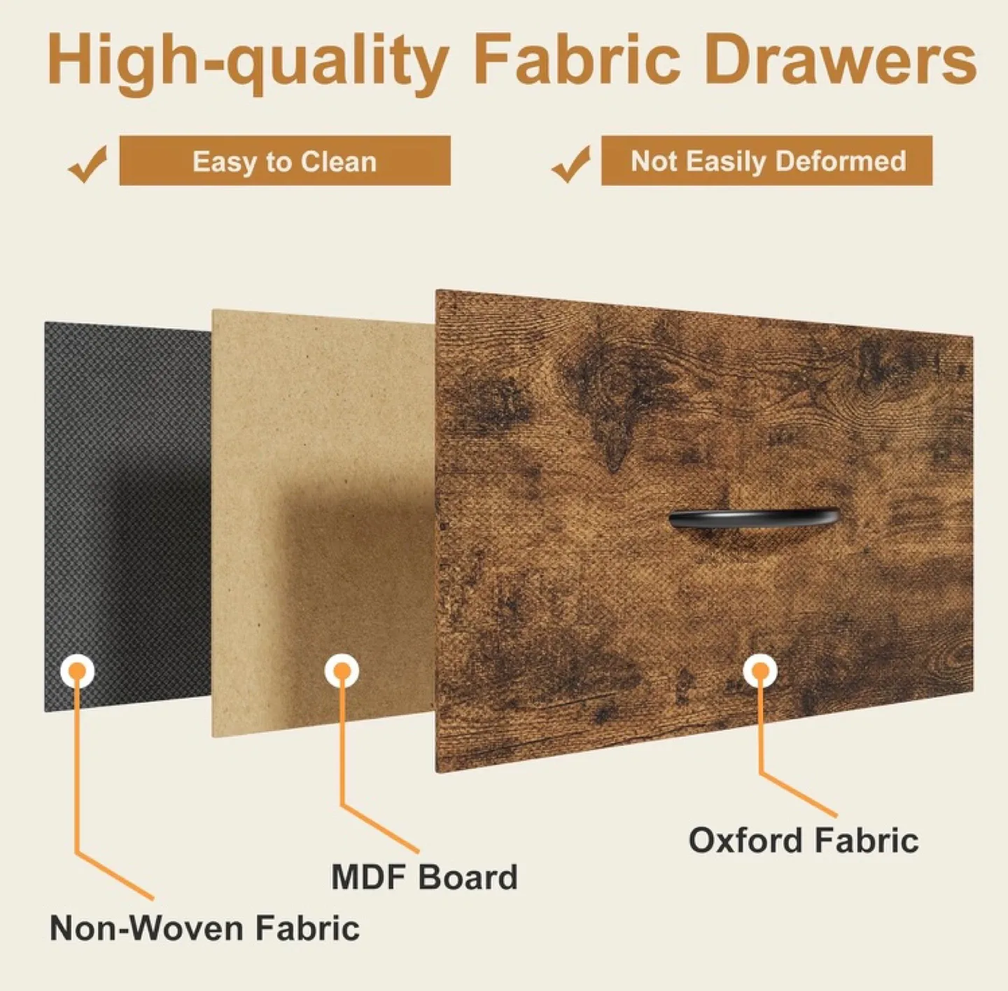 NEW 59” Rustic Brown Bookshelf with Fabric Drawers image indicator(4)