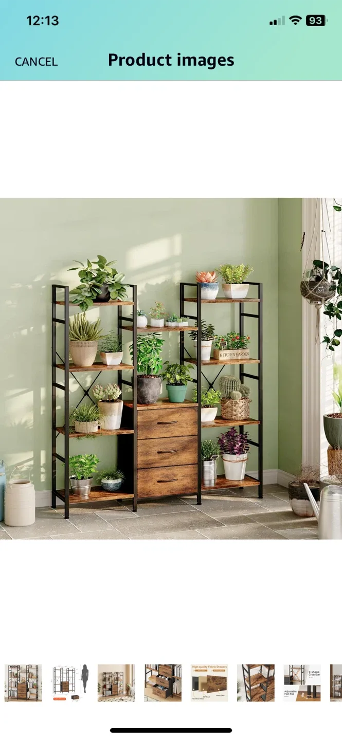 NEW 59” Rustic Brown Bookshelf with Fabric Drawers image indicator(7)