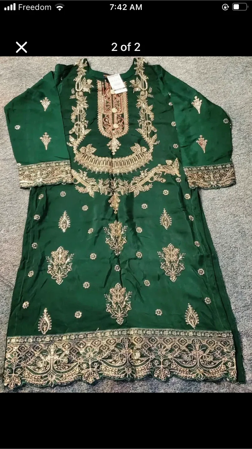 Green Embroidered Salwar Kameez brand new size large