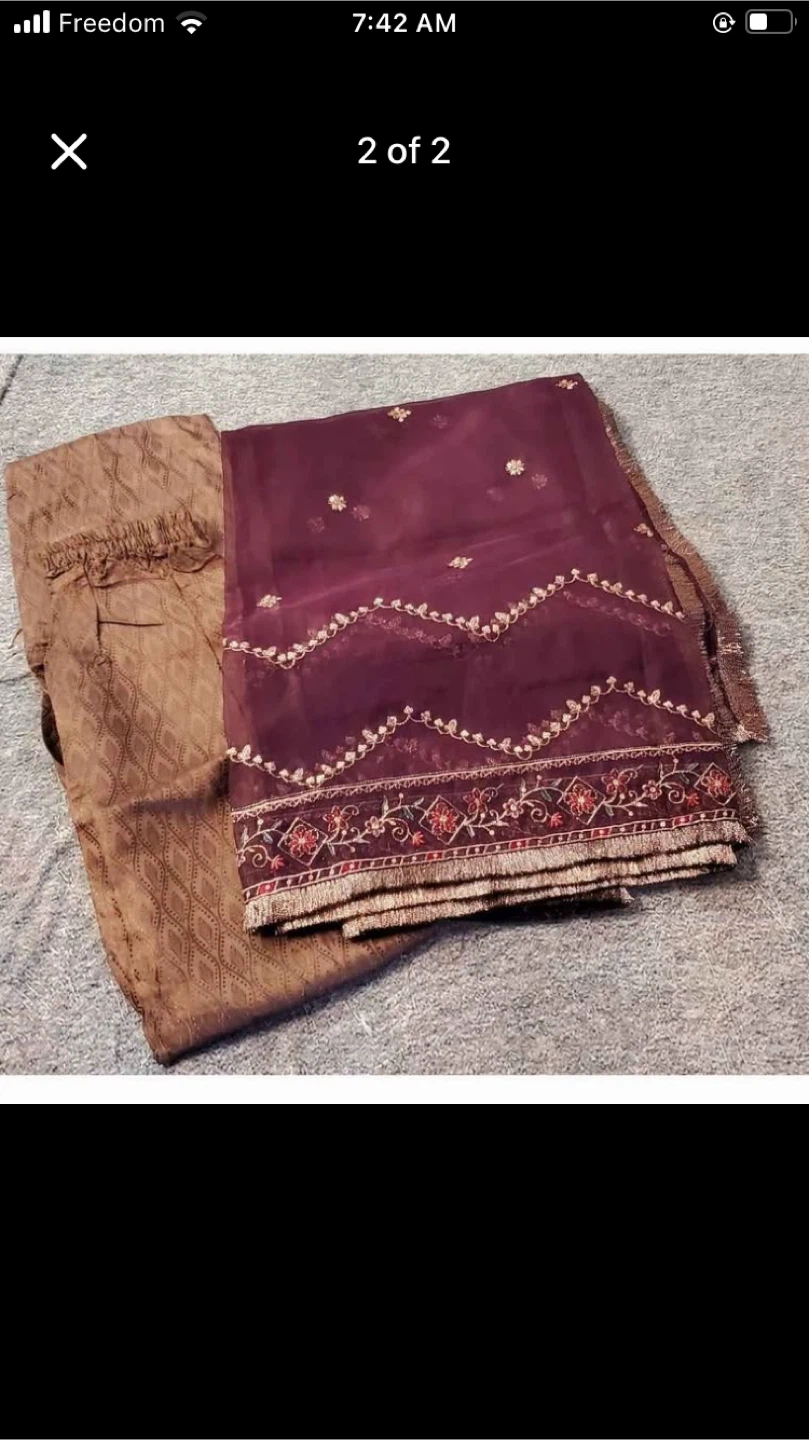 Brown Embroidered Shalwar Kameez brand new - photo 2